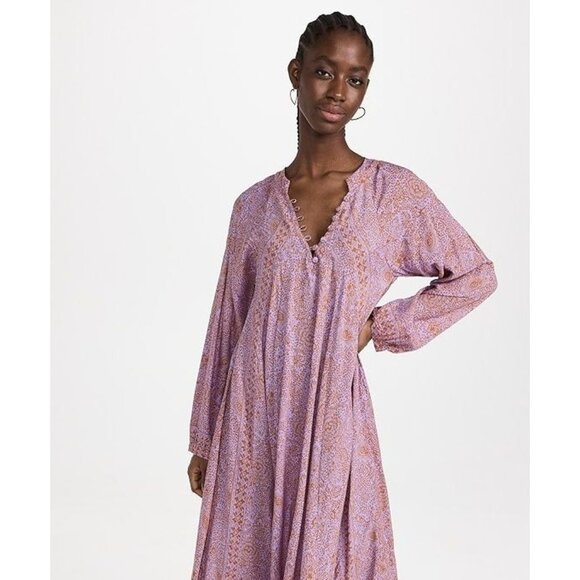 Natalie Martin Fiore Midi Dress Shangri-La Print Womens Size M Resortwear Orchid - Picture 11 of 11